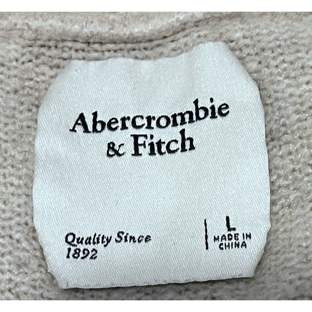 Abercrombie & Fitch V Neck Oversized Slouchy Button Up Cardigan Womens L Beige - Picture 5 of 7